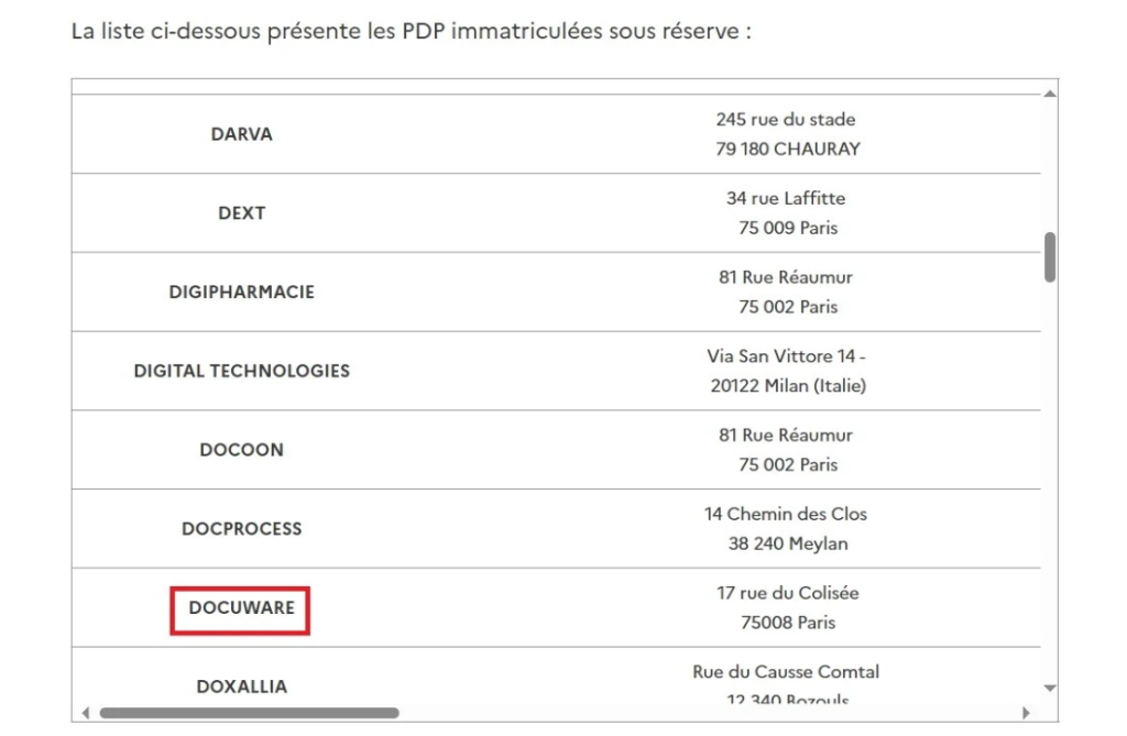 Liste des PDP immatriculées sous réserve pour la réforme de la facturation électronique 2026.