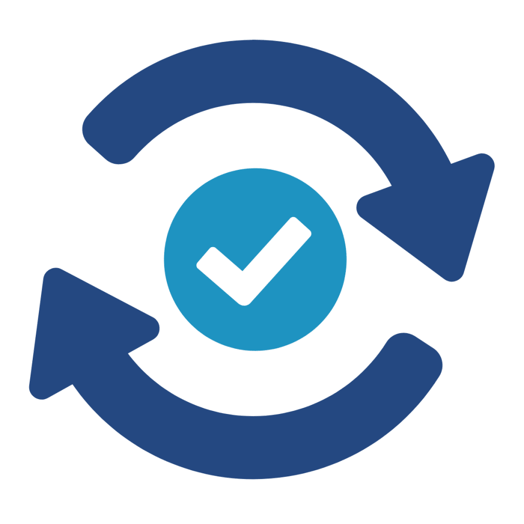 flèches encerclant un icone "validation"