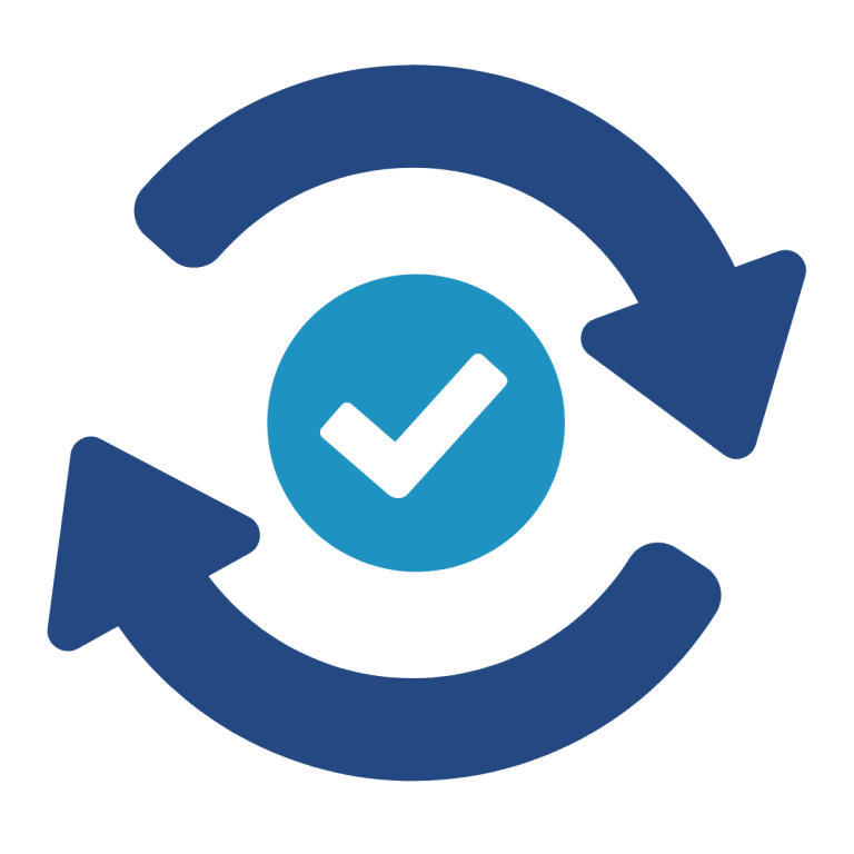 flèches encerclant un icone "validation"